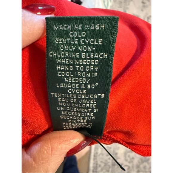 Ralph Lauren Size 6 Twist Front Maxi Dress Solid Red Gathered Draped Semi Formal - Picture 10 of 11